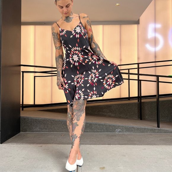 COPY - Gap Dress Geometric Quilt Print Cami Straps Sz M - Picture 2 of 11